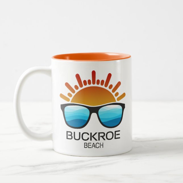 Caneca De Café Em Dois Tons Óculos de sol Buckroe Beach Virgínia (Esquerda)