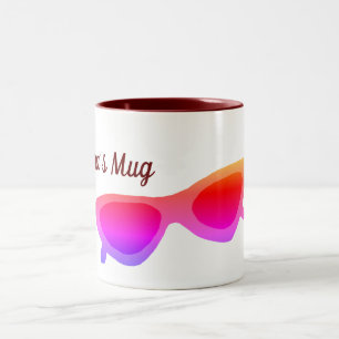Caneca De Café Em Dois Tons Óculos de sol cor-de-rosa personalizados
