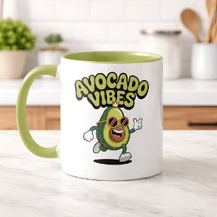 Caneca De Café Em Dois Tons Óculos de Sol Divertidos Abacate