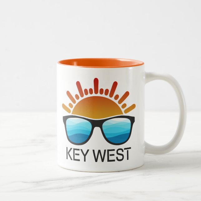Caneca De Café Em Dois Tons Óculos de Sol Key West Flórida (Direita)