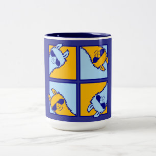 Caneca De Café Em Dois Tons Óculos de Sol Llama Pop Art Quad Padrão Retro A
