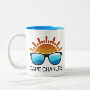 Caneca De Café Em Dois Tons Óculos de Sol Praia Cape Charles Virgínia
