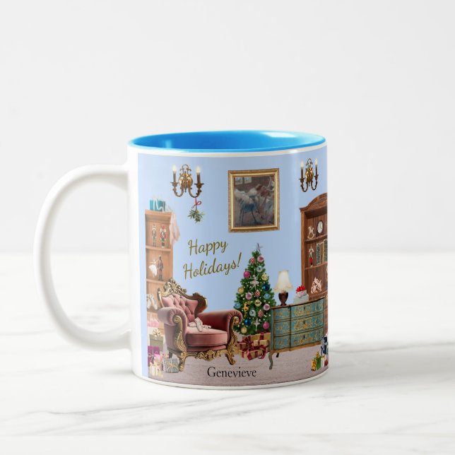 Caneca De Café Em Dois Tons Ode para o Balé Nutcracker Azul (Esquerda)