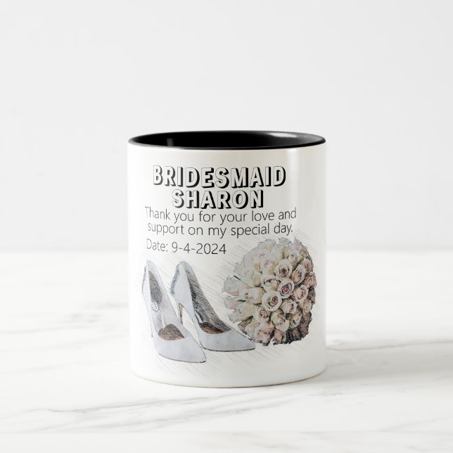 Caneca De Café Em Dois Tons Oferta de Bridesmaid Personalizada (Centro)