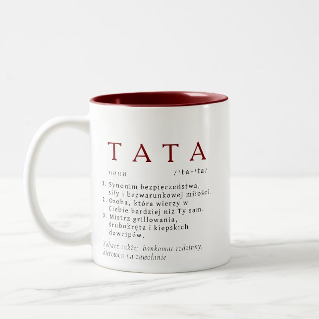 Caneca De Café Em Dois Tons Oferta de Pai polonês - Definição TATA (Esquerda)
