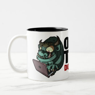 Caneca De Café Em Dois Tons Office Troll Não Alimente! Cartoon de Troll da Int