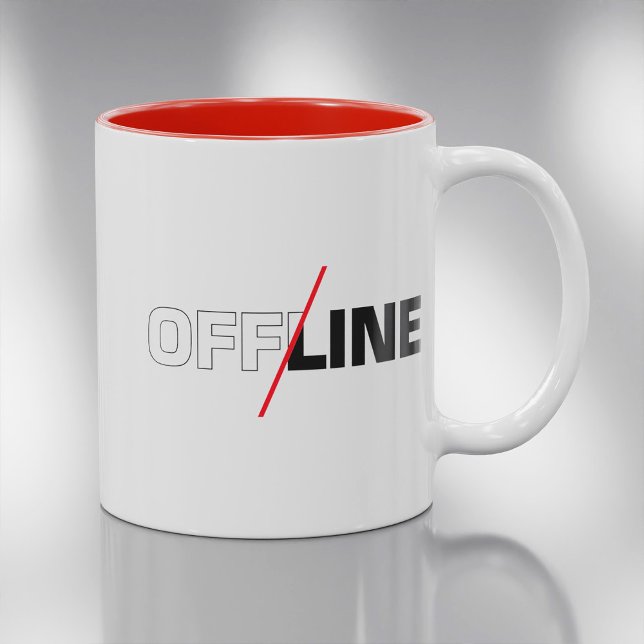 Caneca De Café Em Dois Tons Offline | Geek Humor Café Mug (Criador carregado)