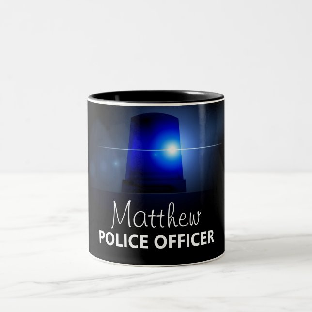 Caneca De Café Em Dois Tons Oficial de Polícia | Personalizado (Centro)