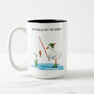 Caneca De Café Em Dois Tons Oficialmente Fora do Horário Fun Seagull Pescaria