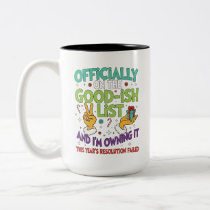 Caneca De Café Em Dois Tons Oficialmente na Lista Meio Boa – Ano Novo Engraçad