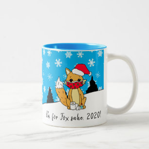 Caneca De Café Em Dois Tons Oh para Fox Sake, 2020, Natal engraçado