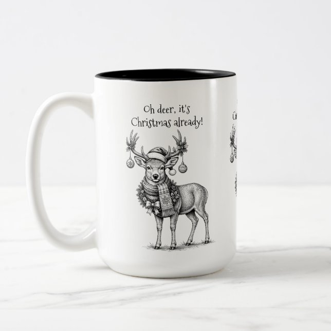 Caneca De Café Em Dois Tons Oh veado, já é Natal! (Esquerda)