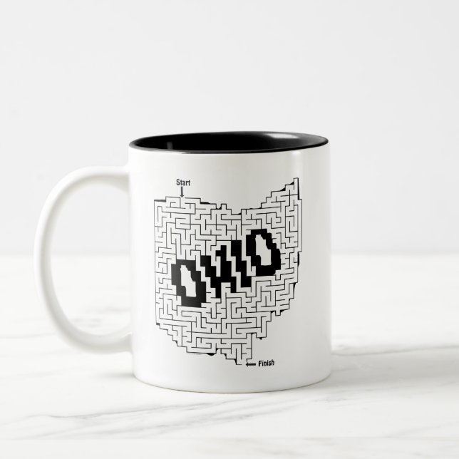 Caneca De Café Em Dois Tons Ohio Maze Quebra-cabeça (Esquerda)