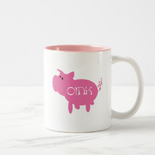 Caneca De Café Em Dois Tons Oink camiseta e presentes cor-de-rosa do porco