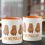 Caneca De Café Em Dois Tons "Ok, Vamos Puxar!" Funny Capybara Meme<br><div class="desc">Capybara Triplet personalizada com meme: Ok,  levantamos! As capybaras são criadas por @artbybiyan para amantes de capybara.</div>