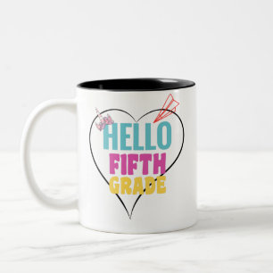 Caneca De Café Em Dois Tons Olá 5º ano design para 5 Legal