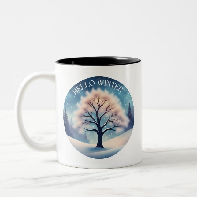 Caneca De Café Em Dois Tons Olá, Árvore de inverno (Esquerda)