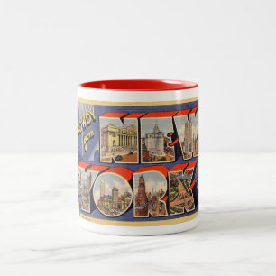 Caneca De Café Em Dois Tons Olá, de Nova Iorque! Letra Vintage Large