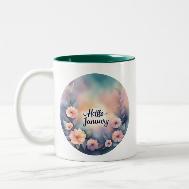 Caneca De Café Em Dois Tons Olá, Flores Rosa de Janeiro (Esquerda)