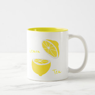 Caneca De Café Em Dois Tons Olá Lemon, fruta amarela moderna