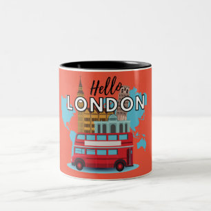 Caneca De Café Em Dois Tons Olá Londres