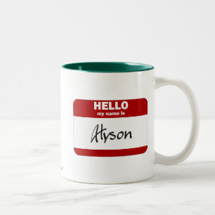 Caneca De Café Em Dois Tons Olá! meu nome é Alyson (vermelho)