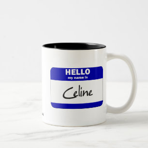 Caneca De Café Em Dois Tons Olá! meu nome é Celine (azul)