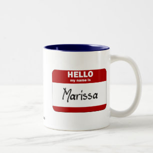 Caneca De Café Em Dois Tons Olá! meu nome é Marissa (vermelho)