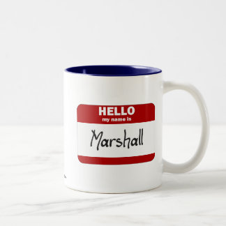 Caneca De Café Em Dois Tons Olá! meu nome é Marshall (vermelho)