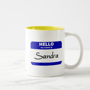 Caneca De Café Em Dois Tons Olá! meu nome é Sandra (azul)