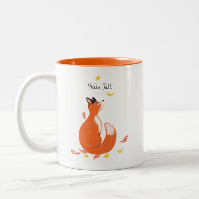 Caneca De Café Em Dois Tons Olá, outono (Esquerda)