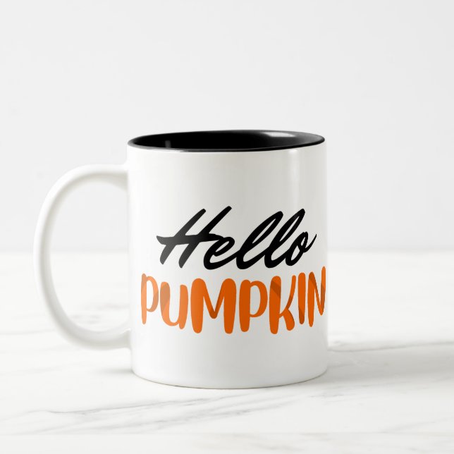 Caneca De Café Em Dois Tons Olá, Pumpkin Fall Season, outono (Esquerda)