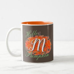 Caneca De Café Em Dois Tons Olá Pumpkin Monograma Pumpkin Café De Dois Tom