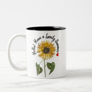 Caneca De Café Em Dois Tons Olá! Tenha um verão adorável - girassol venenoso