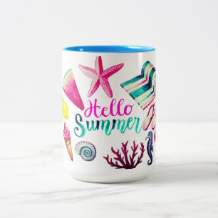 Caneca De Café Em Dois Tons Olá Verão