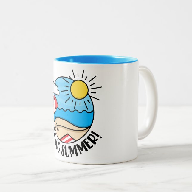 Caneca De Café Em Dois Tons Olá Verão 2 (Frente Esquerda)
