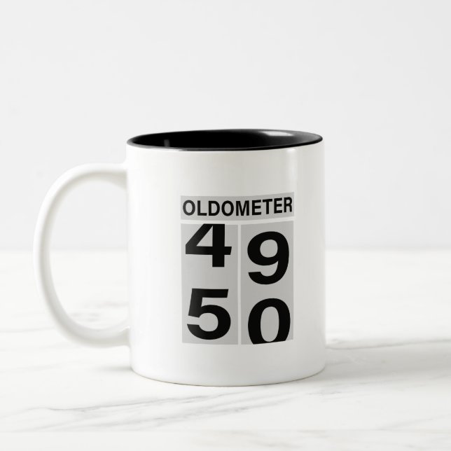 Caneca De Café Em Dois Tons Oldometer de 50 anos (Esquerda)
