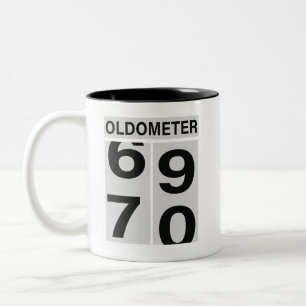 Caneca De Café Em Dois Tons Oldometer de 70 de Aniversário
