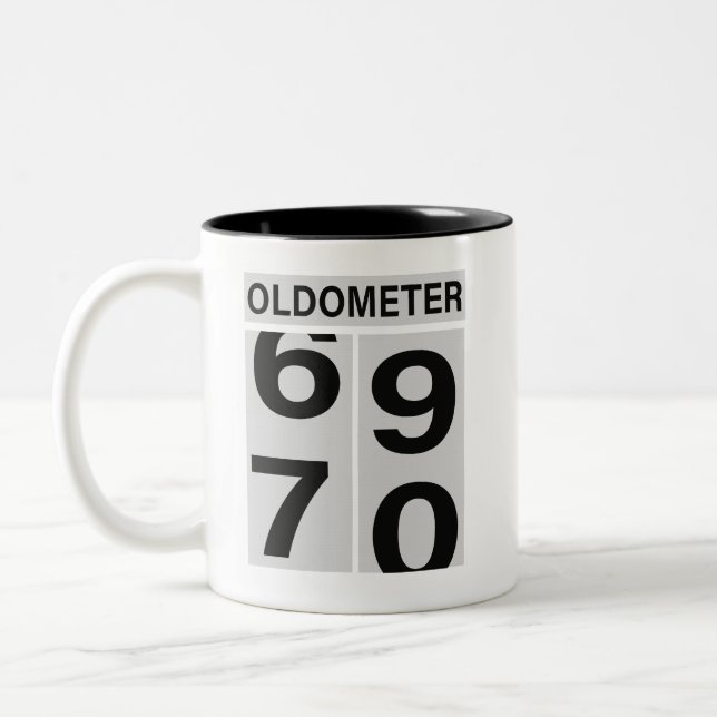 Caneca De Café Em Dois Tons Oldometer de 70 de Aniversário (Esquerda)