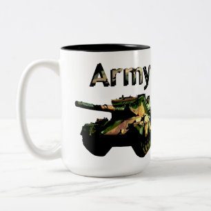 Caneca De Café Em Dois Tons Óleo De Tanque Do Exército Vintage Pintado,