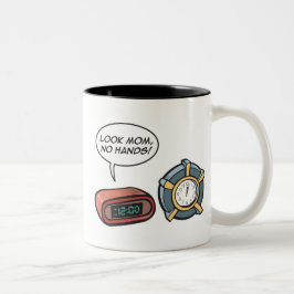 Caneca De Café Em Dois Tons Olha Mãe, Sem Mãos!