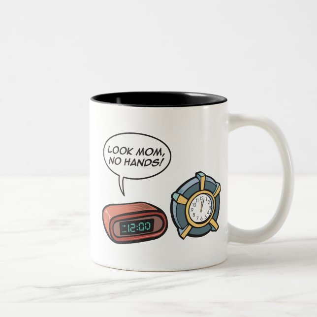 Caneca De Café Em Dois Tons Olha Mãe, Sem Mãos! (Direita)