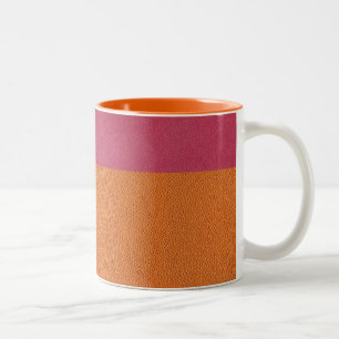 Caneca De Café Em Dois Tons Olhar de couro cor-de-rosa e alaranjado