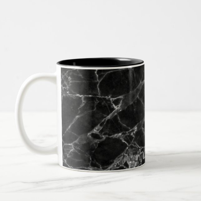 Caneca De Café Em Dois Tons Olhar de Pedra Marble Preta (Esquerda)