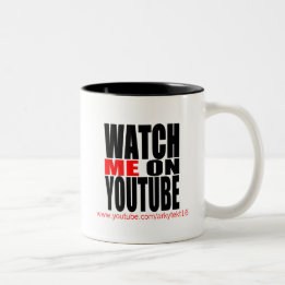 Caneca De Café Em Dois Tons Olhe-me em YouTube | modernos (escuro)