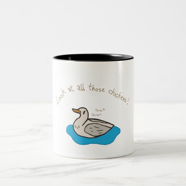 Caneca De Café Em Dois Tons Olhe todas aquelas galinhas! (Centro)