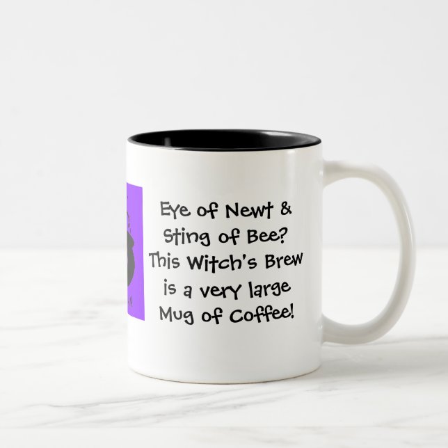 Caneca De Café Em Dois Tons Olho de Newt. O Brew da Bruxa... Café (Direita)