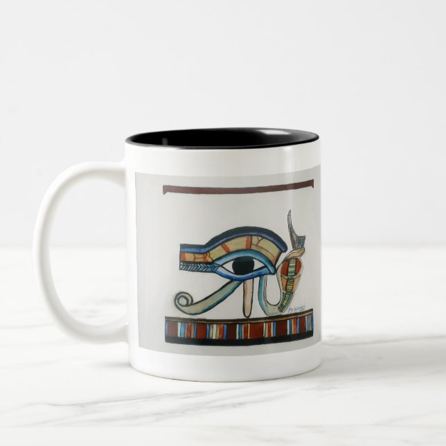 Caneca De Café Em Dois Tons Olho Egípcio de Horus Art Impressão (Esquerda)