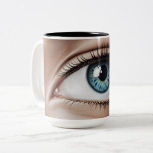 Caneca De Café Em Dois Tons Olho feminino macro
