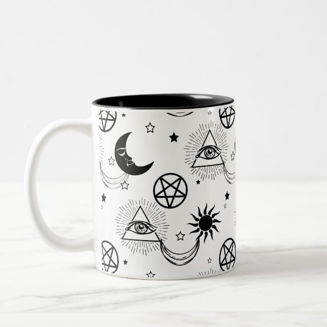 Caneca De Café Em Dois Tons olho iluminado por halloween (Esquerda)